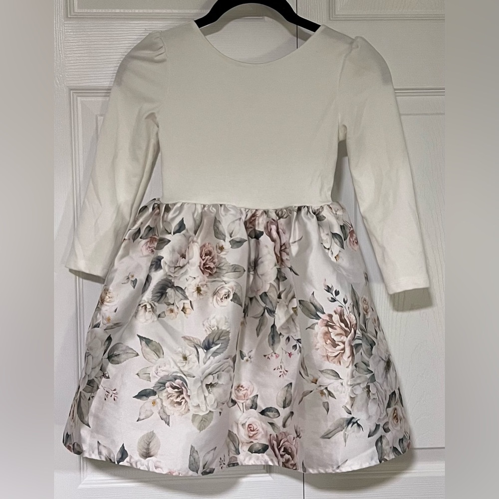 Girls' H&M Cream and Floral Party Dress - Size 5T/6